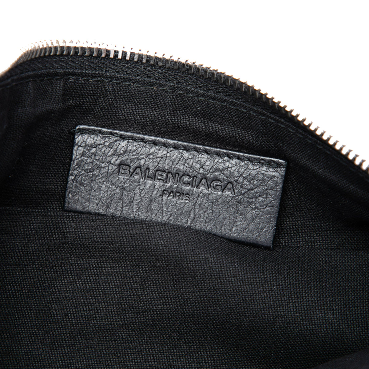Balenciaga Lambskin Motocross Classic Zip Around Flat Clutch — Black