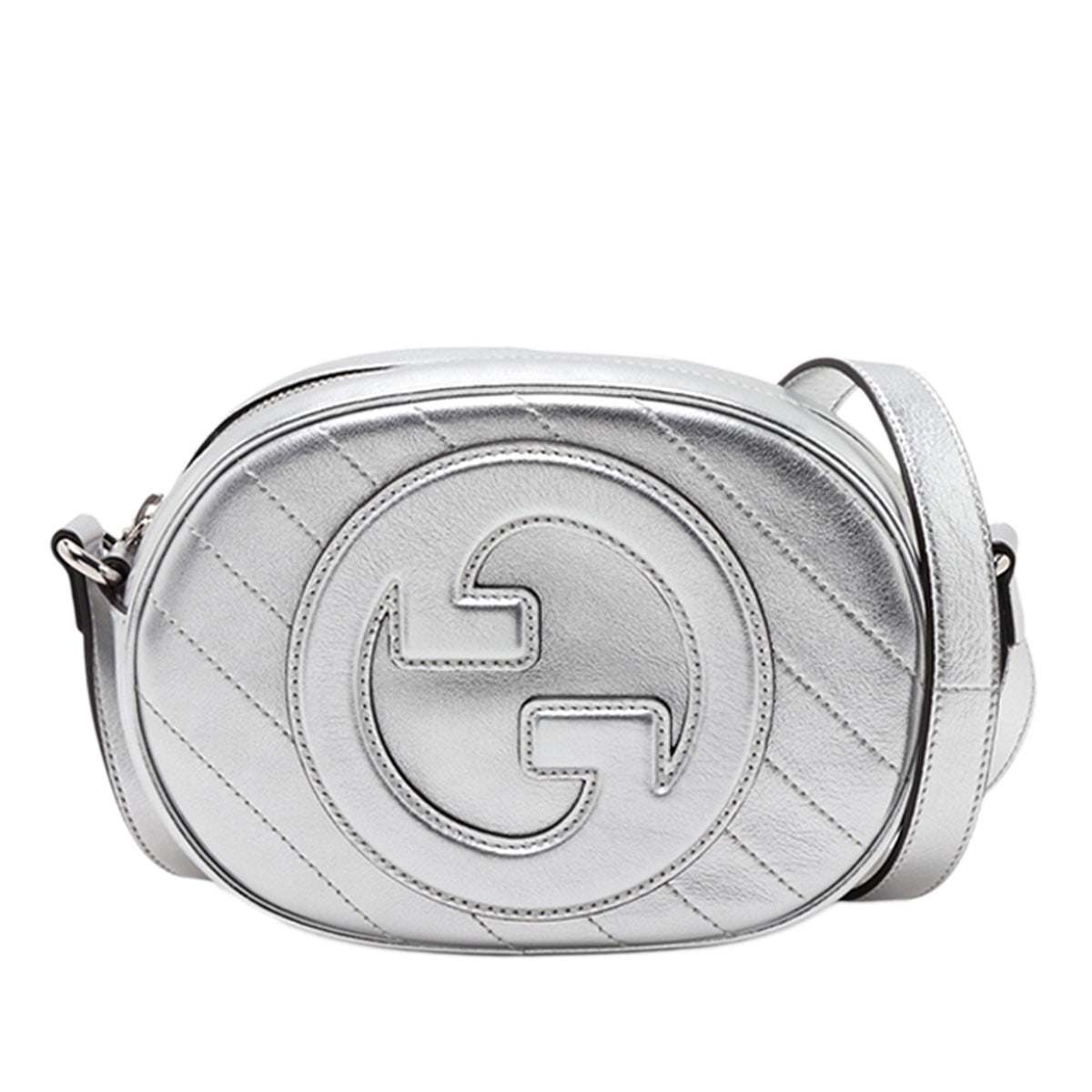 Gucci Mini Matelasse Calfskin Blondie Crossbody — Silver