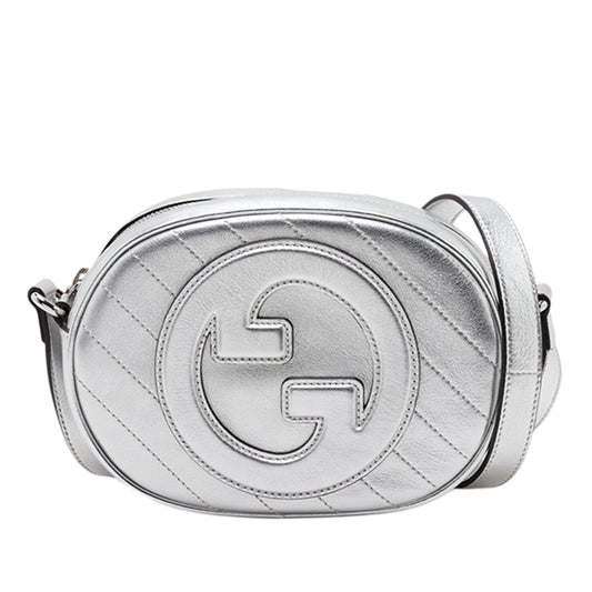 Gucci Mini Matelasse Calfskin Blondie Crossbody — Silver