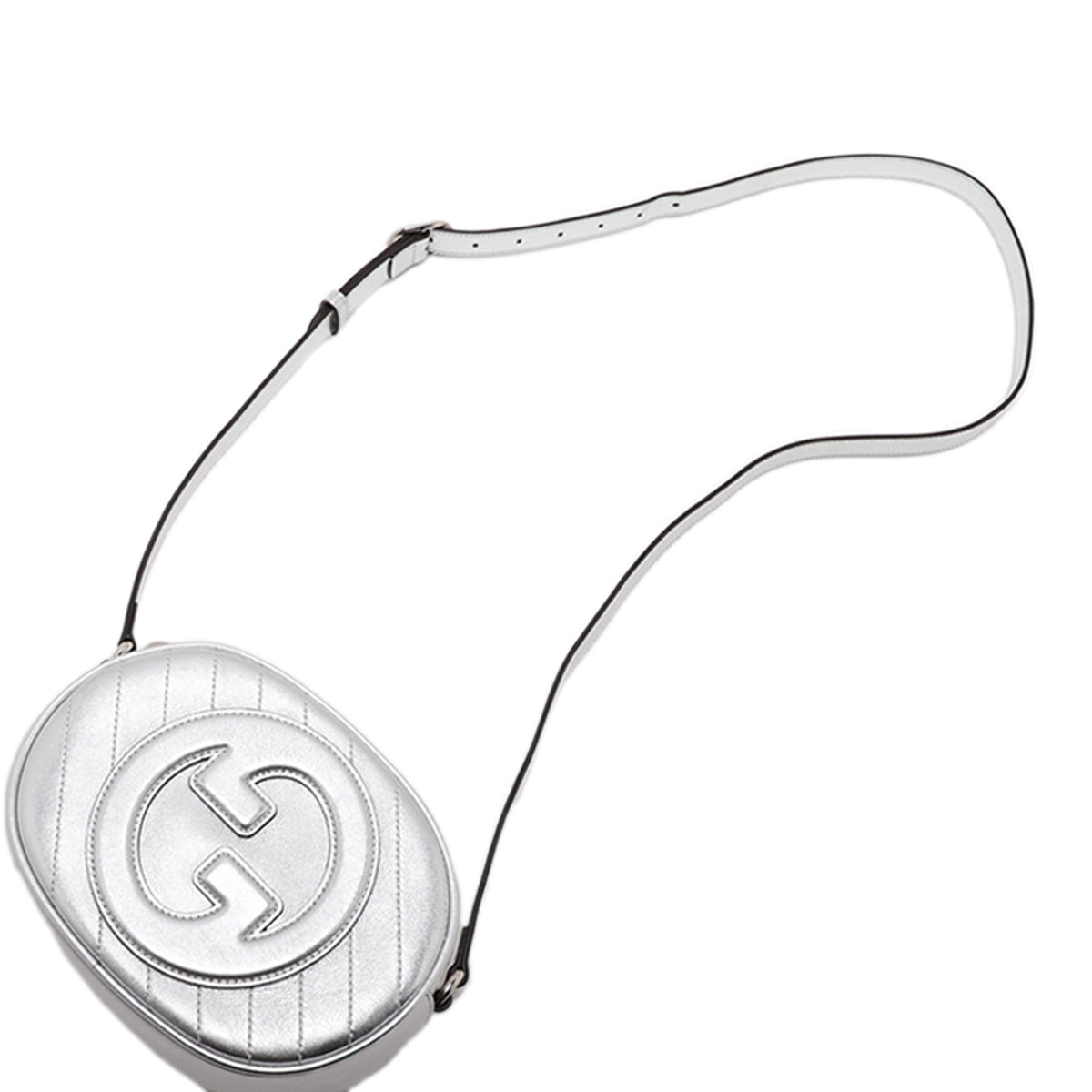Gucci Mini Matelasse Calfskin Blondie Crossbody — Silver