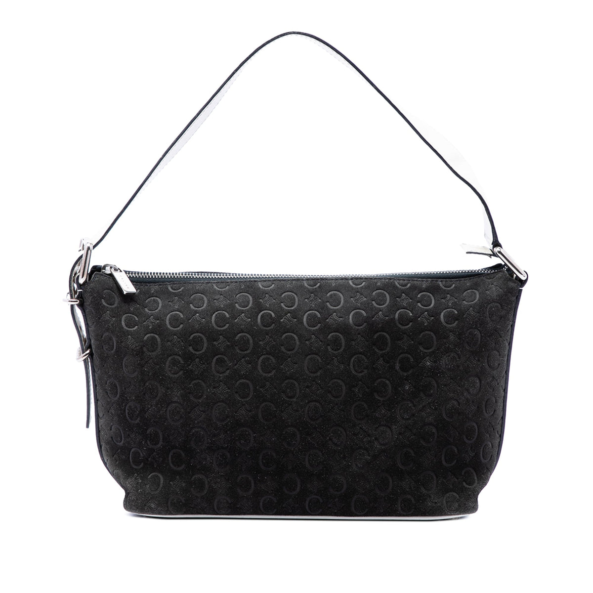 Celine C Macadam Suede Shoulder Bag — Black