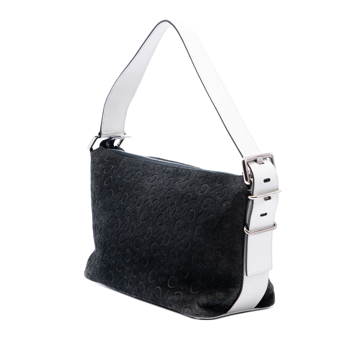 Celine C Macadam Suede Shoulder Bag — Black
