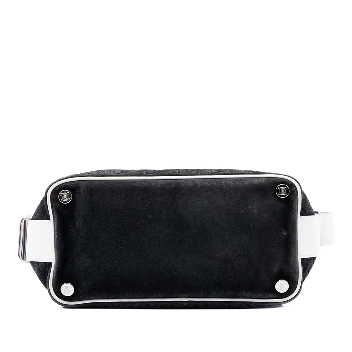 Celine C Macadam Suede Shoulder Bag — Black