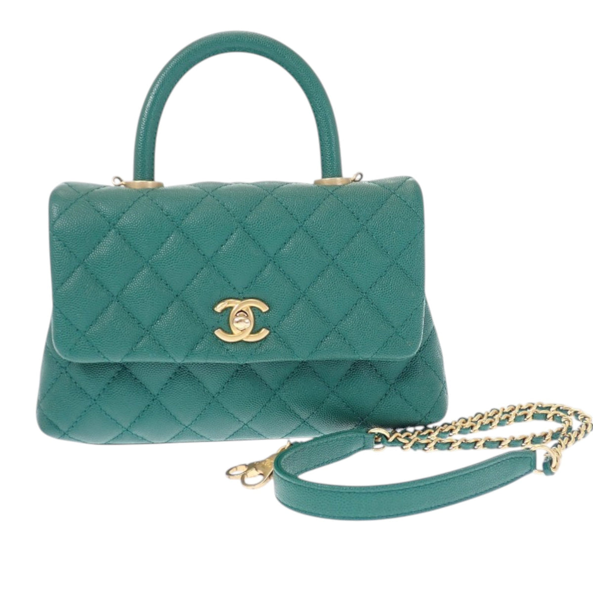 Chanel Mini Quilted Caviar Coco Top Handle Bag