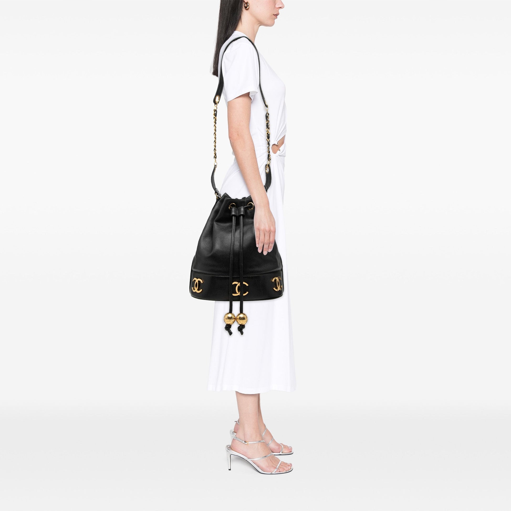 Chanel Caviar Triple CC Drawstring Bucket Bag