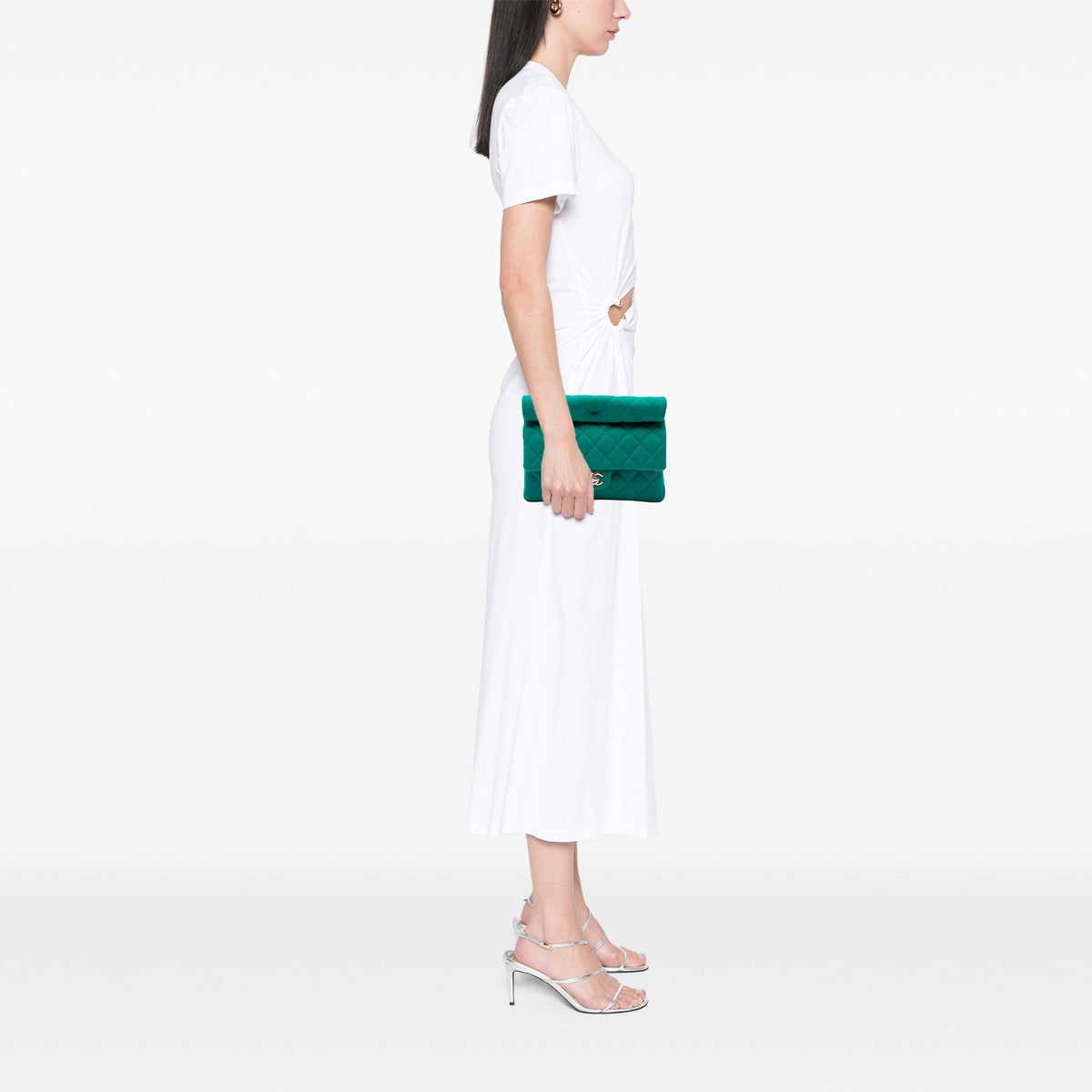 Chanel CC Quilted Jersey Roll Clutch