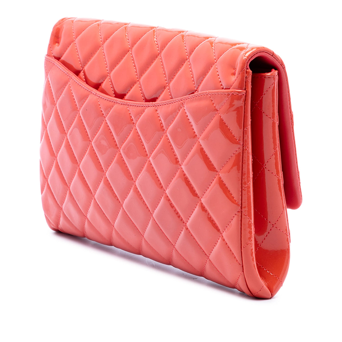 Chanel CC Quilted Patent Flap Clutch with Chain — Pink