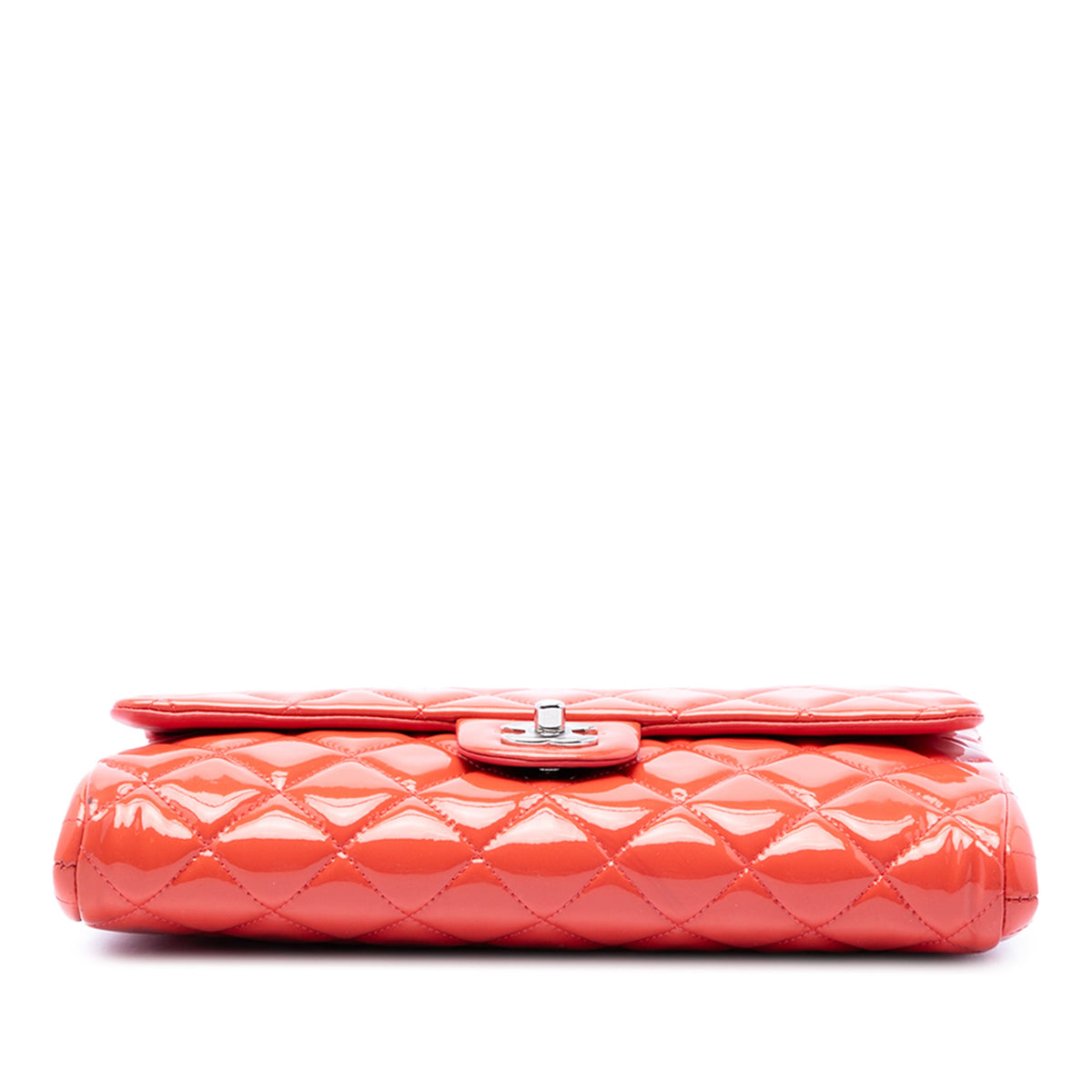 Chanel CC Quilted Patent Flap Clutch with Chain — Pink