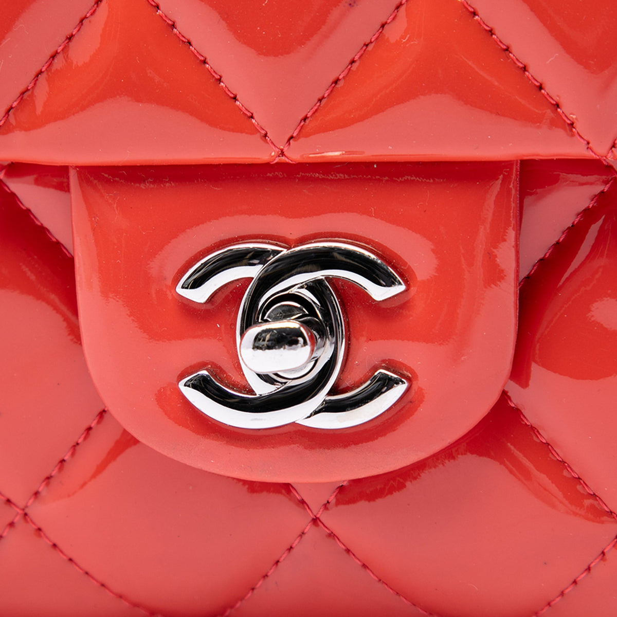 Chanel CC Quilted Patent Flap Clutch with Chain — Pink