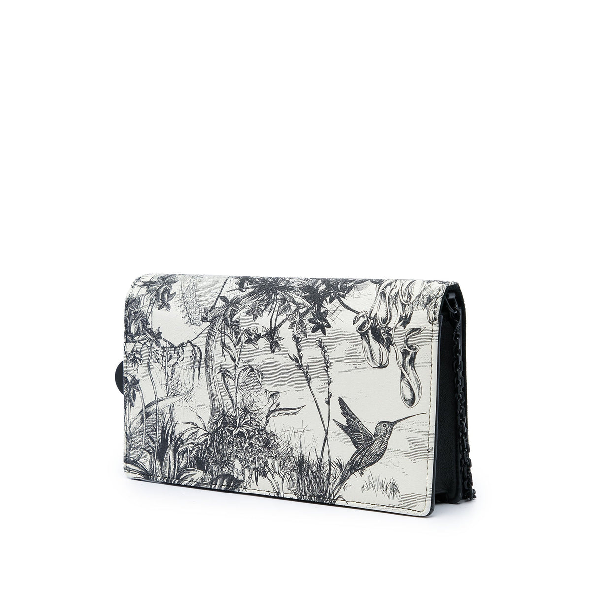Dior Calfskin Toile De Jouy Carnivora Wallet On Chain — White