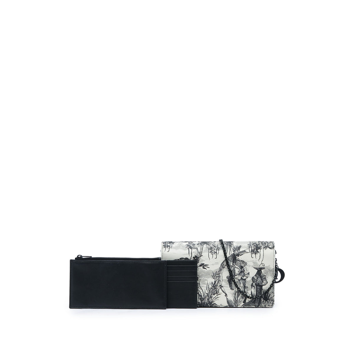 Dior Calfskin Toile De Jouy Carnivora Wallet On Chain — White