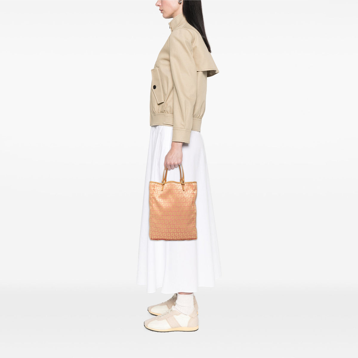 Fendi Zucchino Canvas Vertical Tote