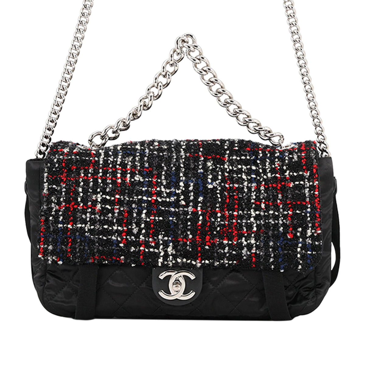 Chanel Quilted Tweed and Nylon Astronaut Essentials Flap — Black