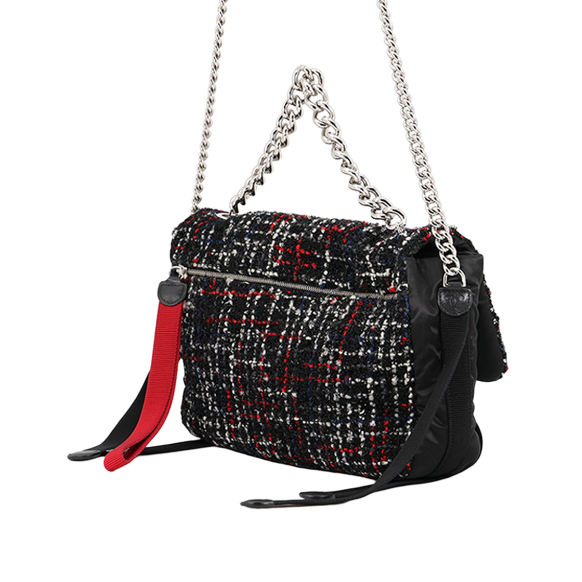 Chanel Quilted Tweed and Nylon Astronaut Essentials Flap — Black