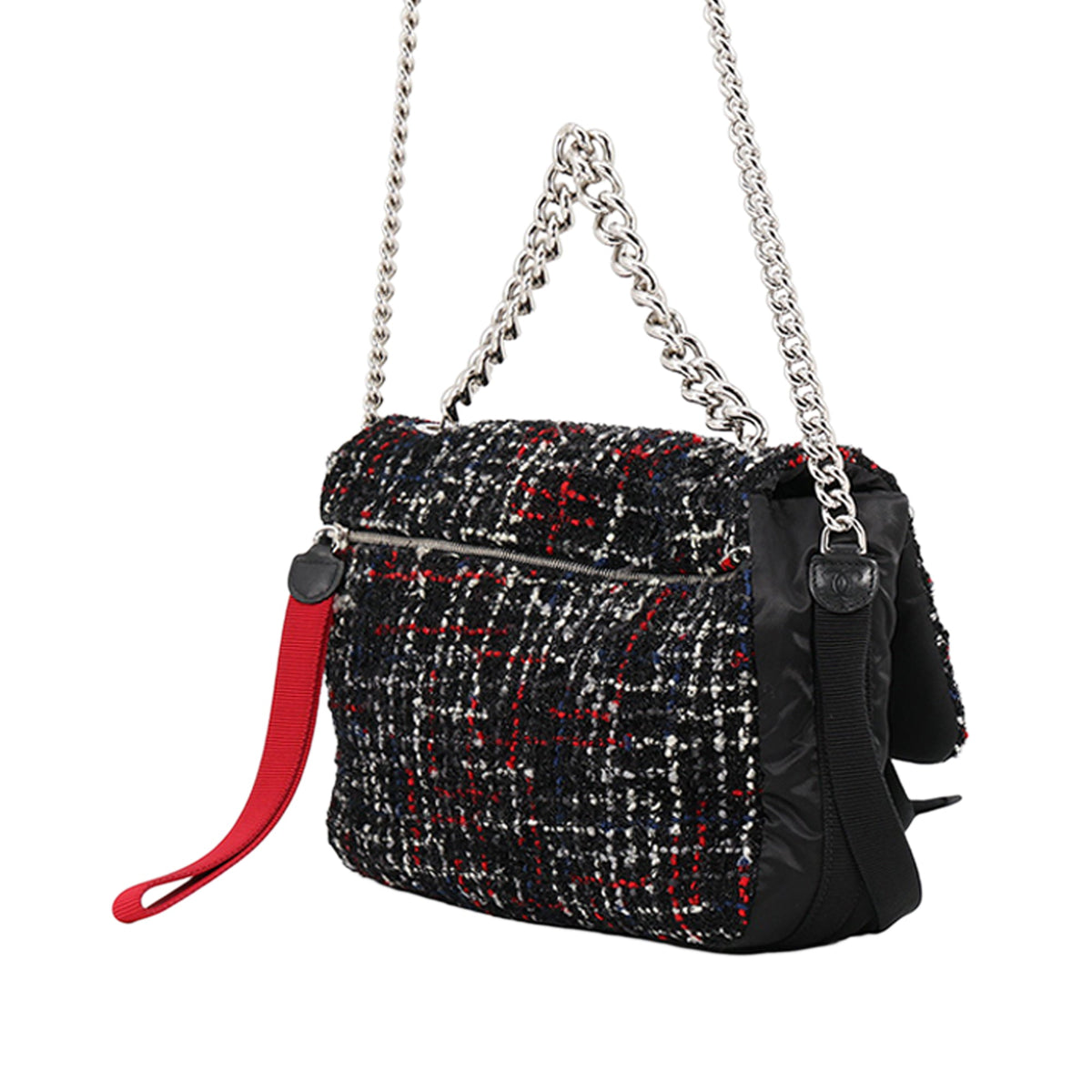 Chanel Quilted Tweed and Nylon Astronaut Essentials Flap — Black