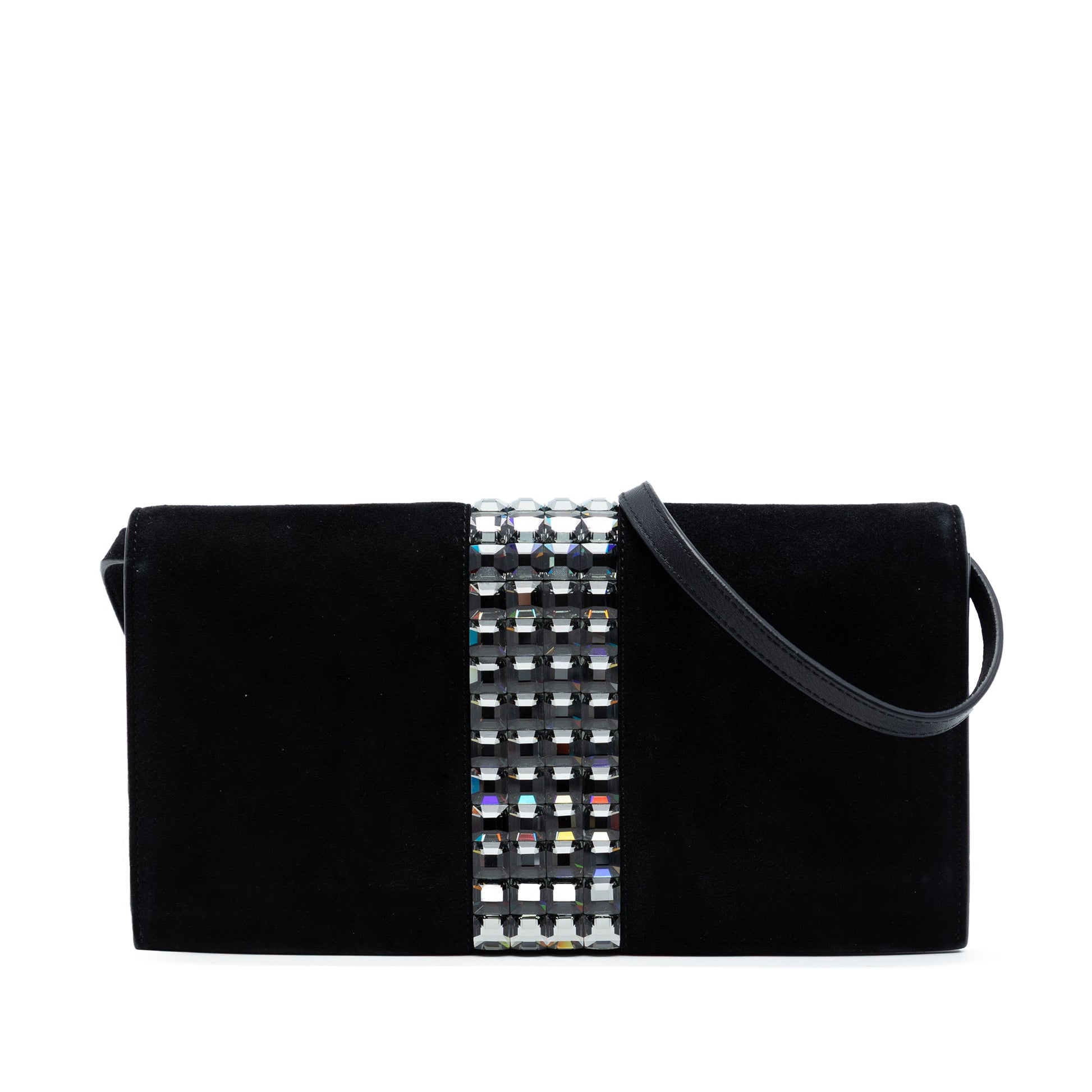 Gucci Suede Crystal Embellished Shoulder Bag