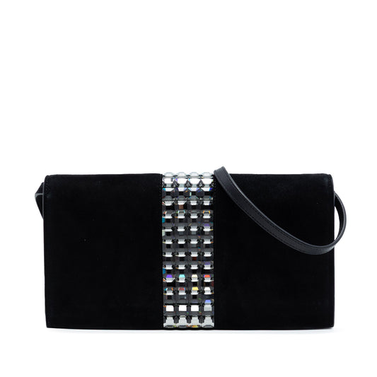 Gucci Suede Crystal Embellished Shoulder Bag
