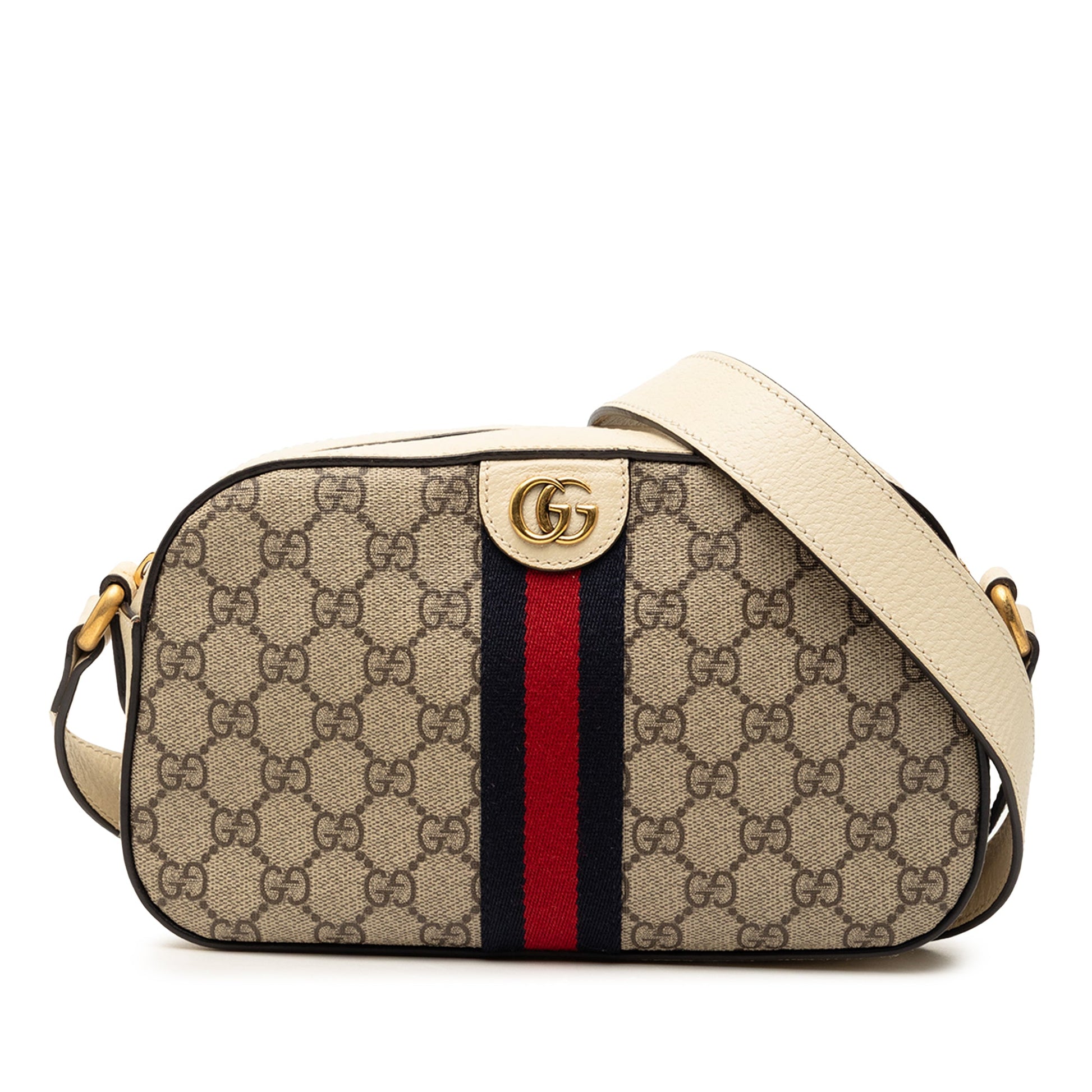 Gucci Small GG Supreme Textured Calfskin Web Ophidia Camera Bag