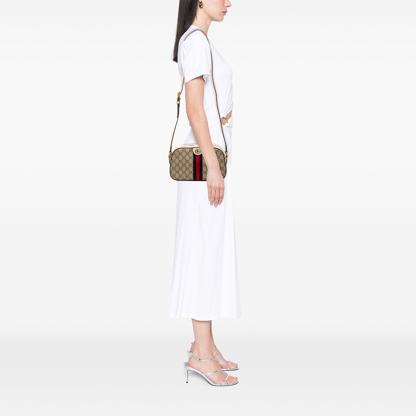 Gucci Small GG Supreme Textured Calfskin Web Ophidia Camera Bag