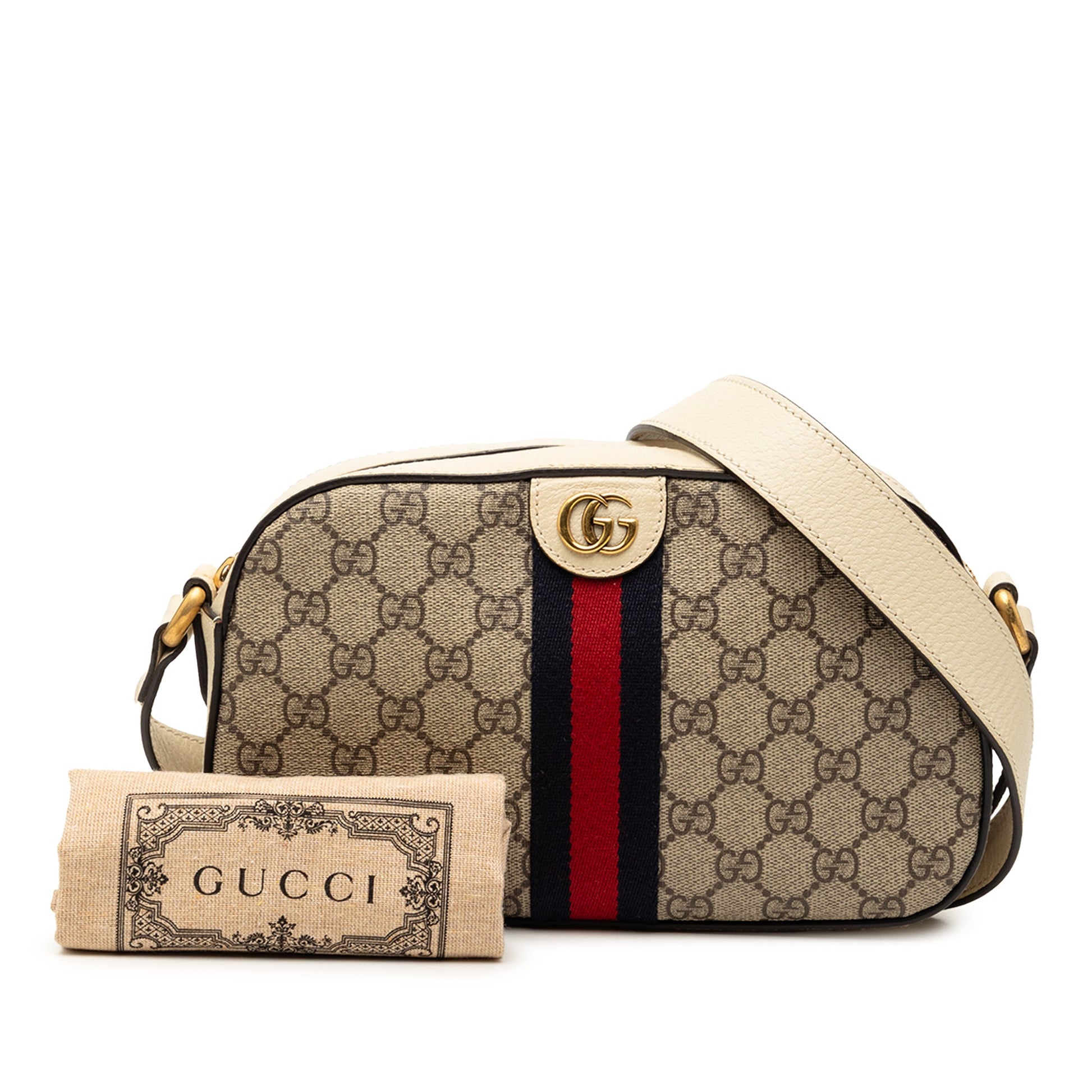 Gucci Small GG Supreme Textured Calfskin Web Ophidia Camera Bag