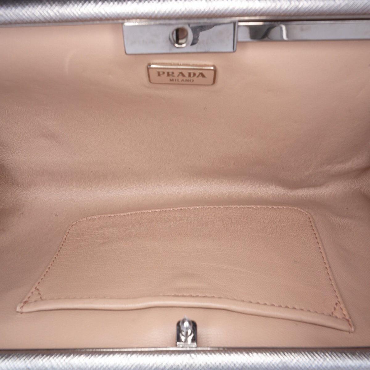 Prada Metallic Saffiano Frame Clutch