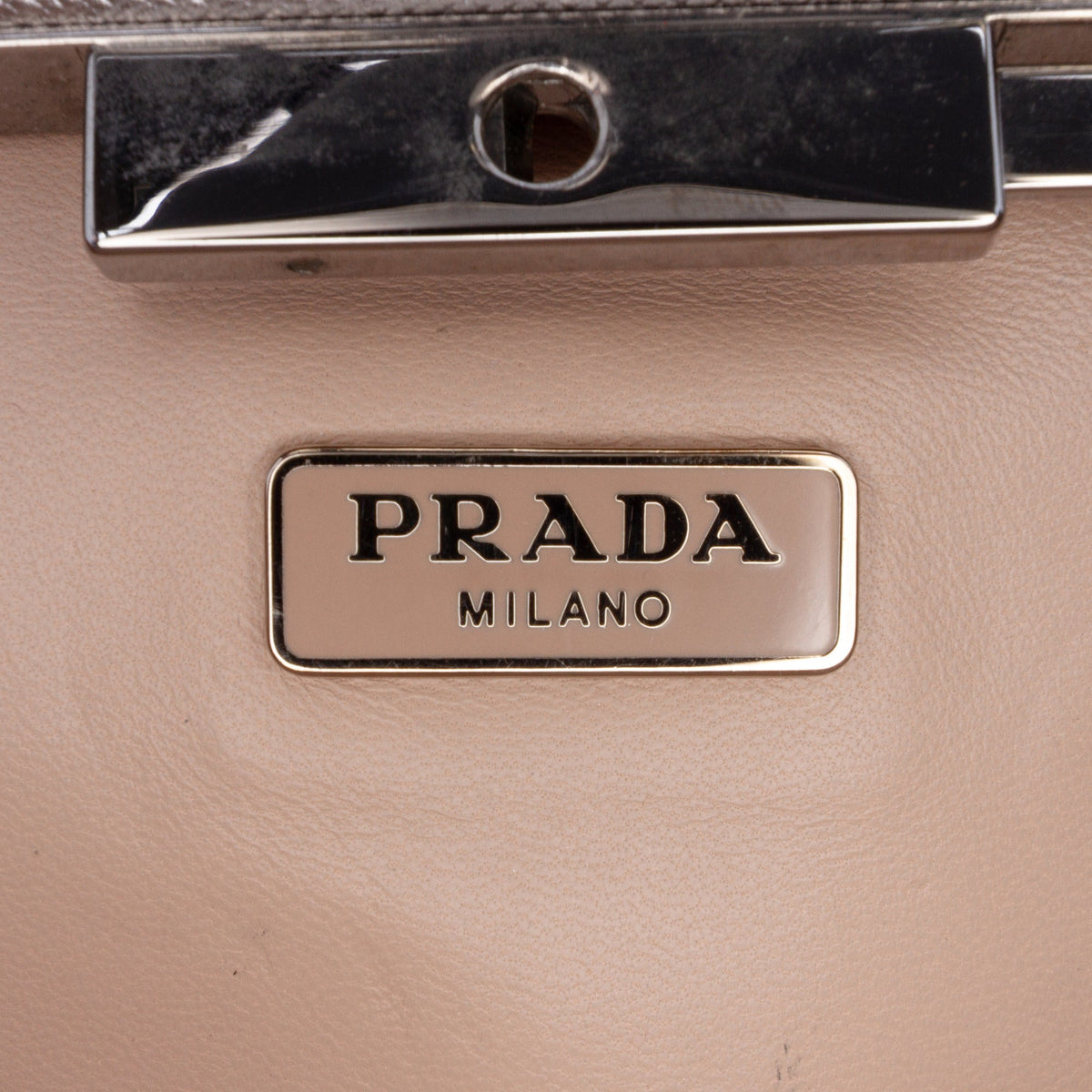 Prada Metallic Saffiano Frame Clutch