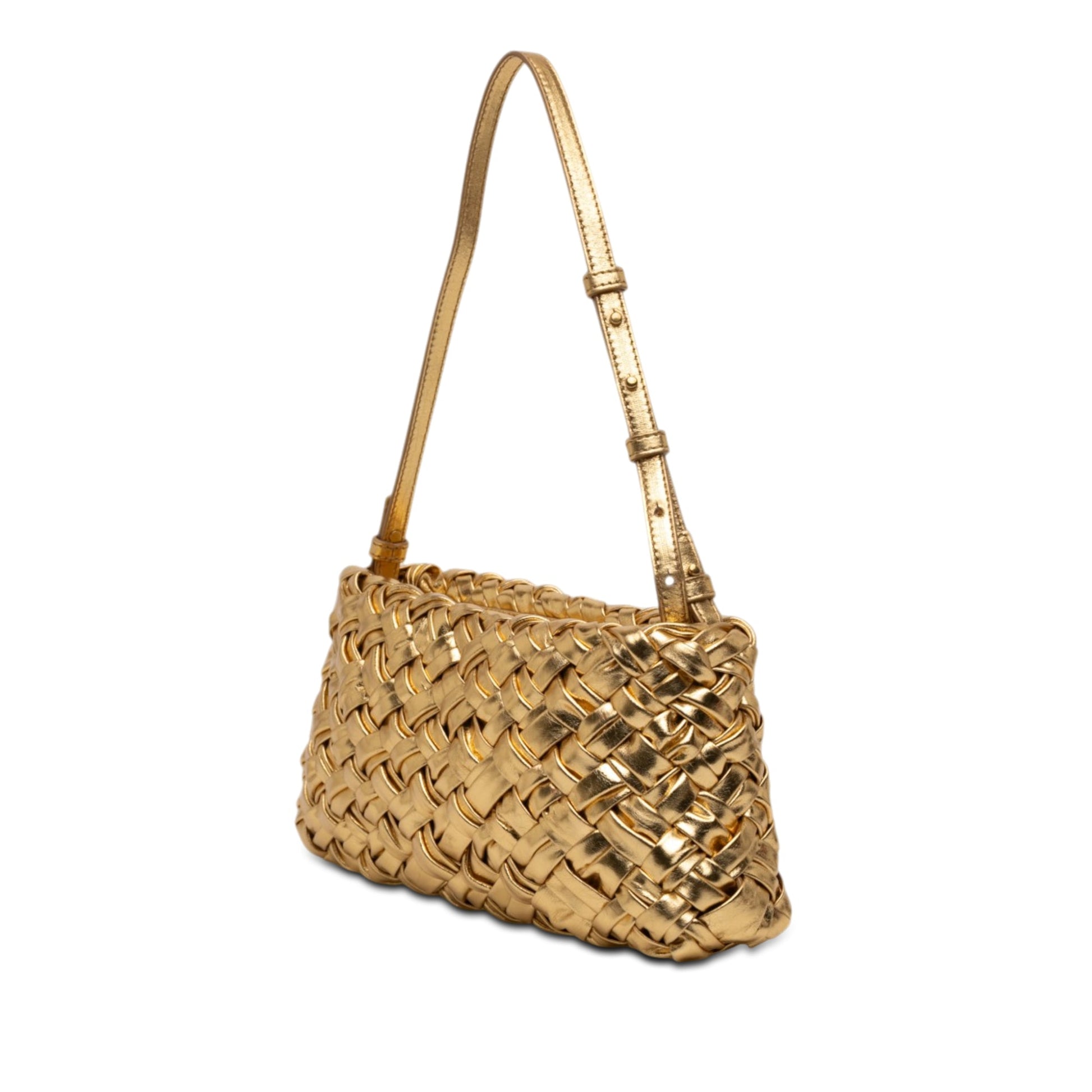 Bottega Veneta Metallic Lambskin Intrecciato Kalimero Cha Cha Shoulder Bag