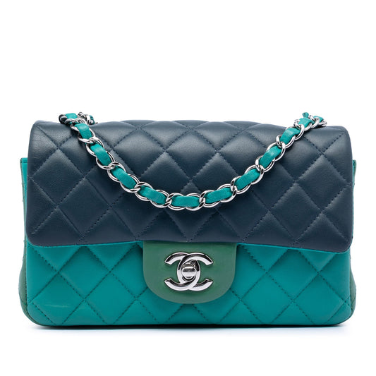 Chanel Mini Rectangular Classic Tricolor Lambskin Single Flap