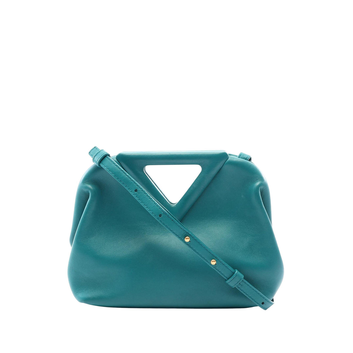 Bottega Veneta Small Leather Point Satchel — Green