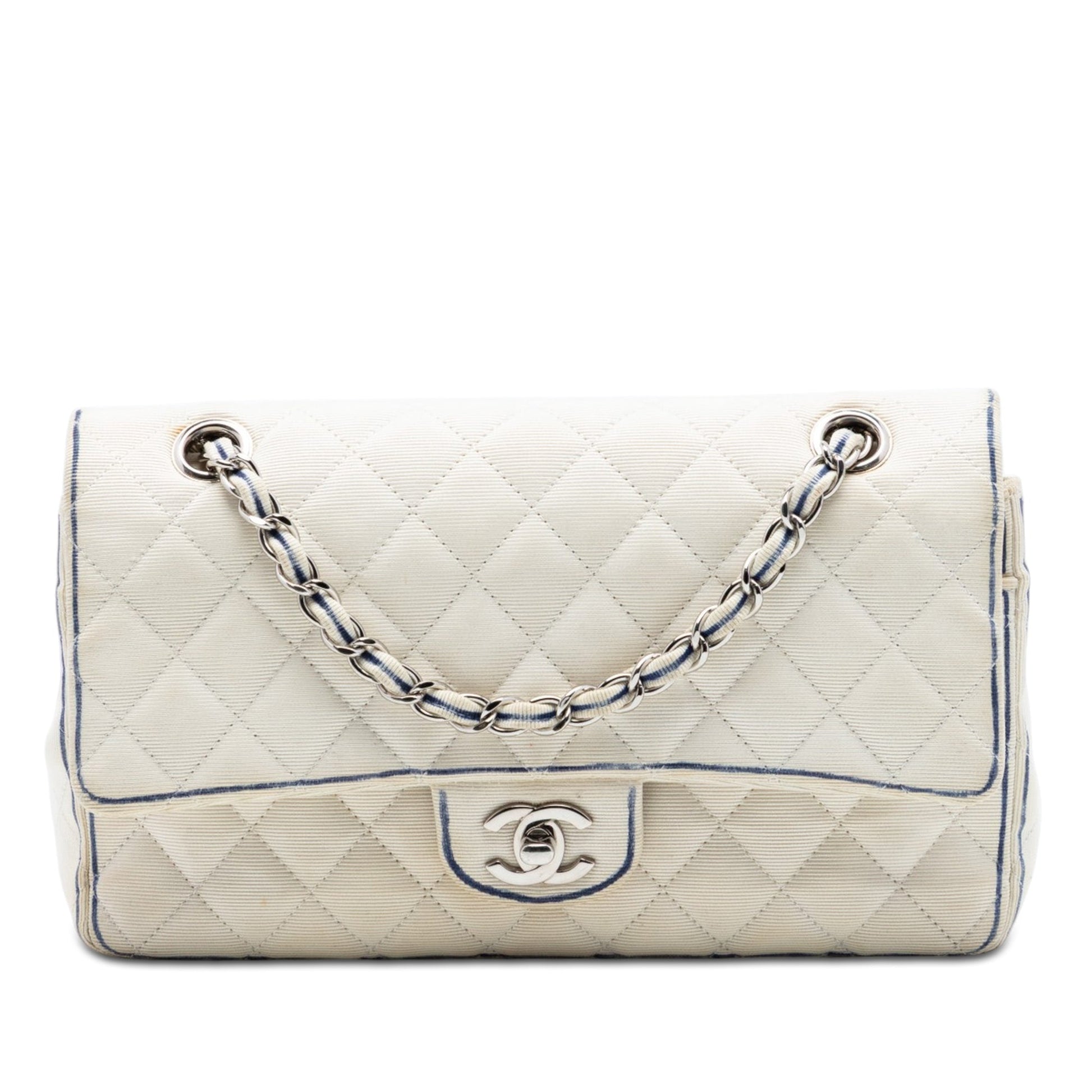 Chanel Medium Classic Printed Grosgrain Double Flap