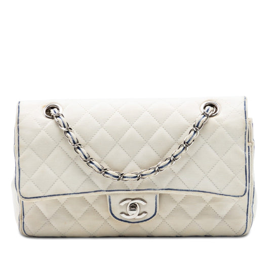 Chanel Medium Classic Printed Grosgrain Double Flap
