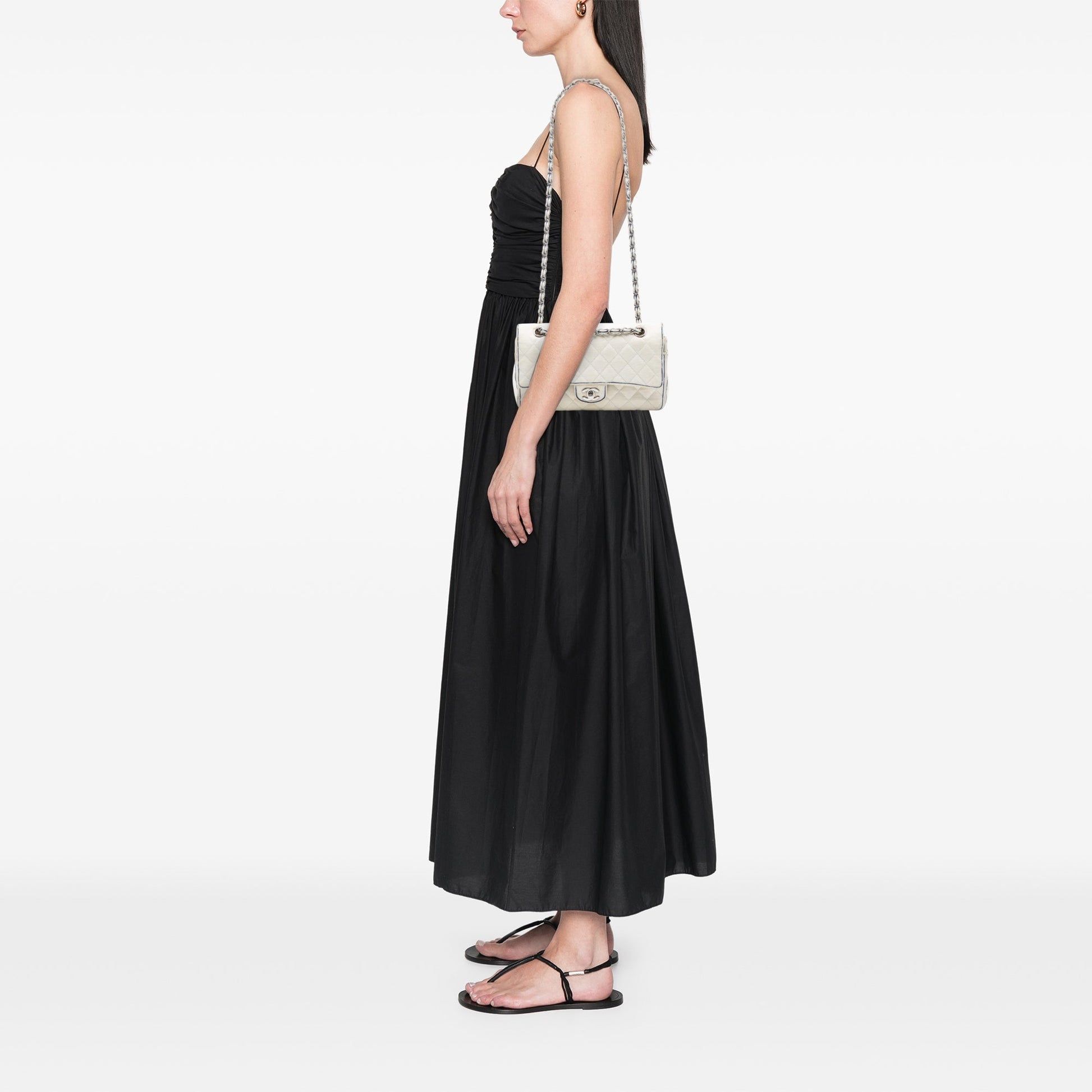 Chanel Medium Classic Printed Grosgrain Double Flap