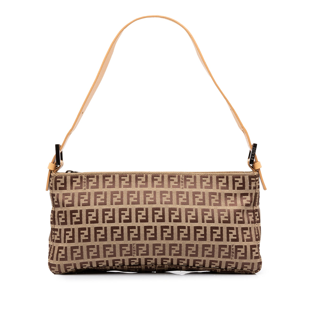 Fendi Zucchino Canvas Pochette — Brown