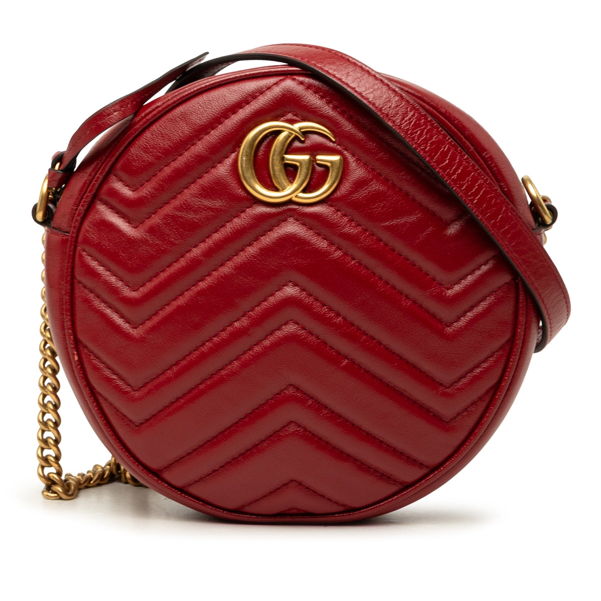 Gucci Mini GG Marmont Matelasse Leather Round Crossbody