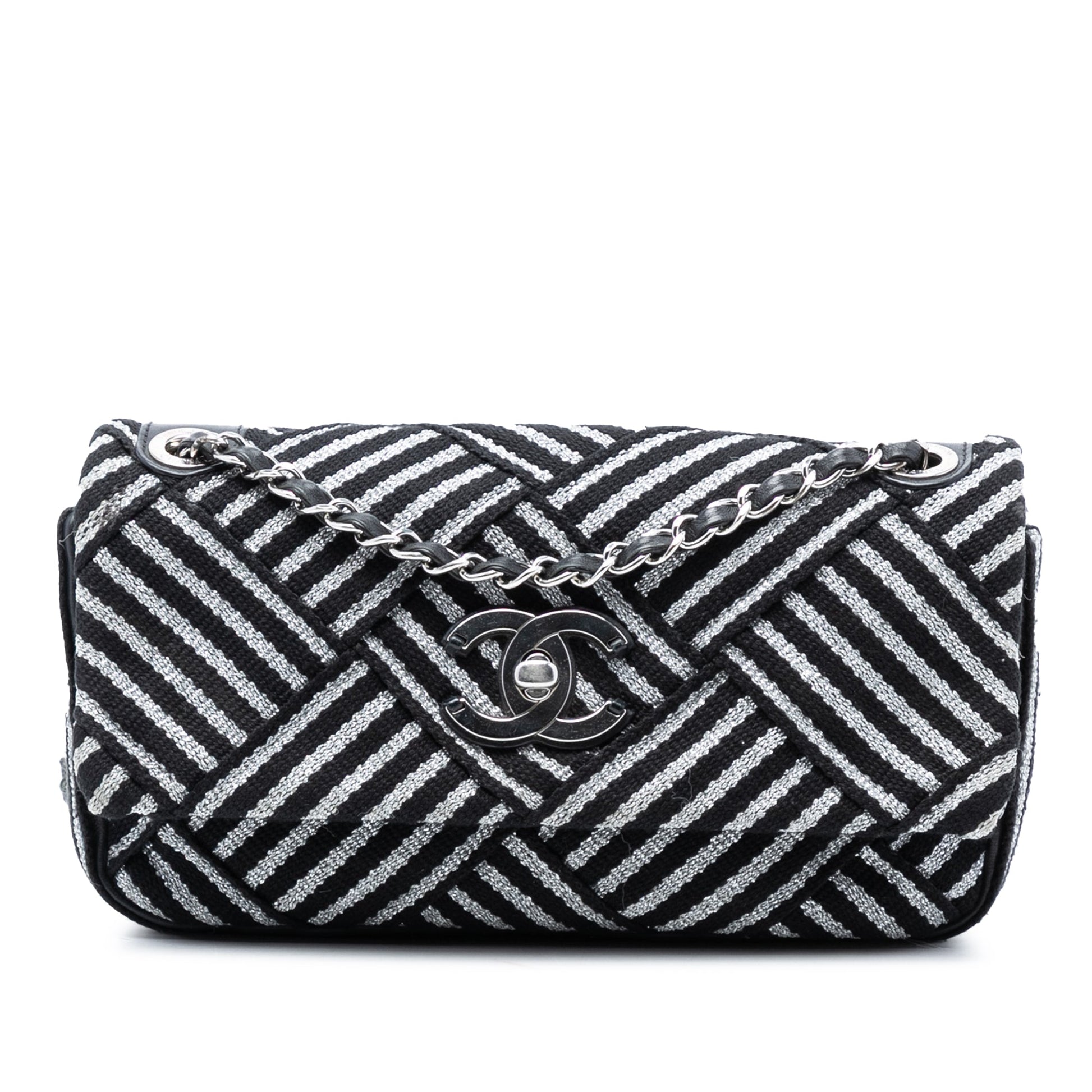 Chanel CC Canvas Stripe Flap