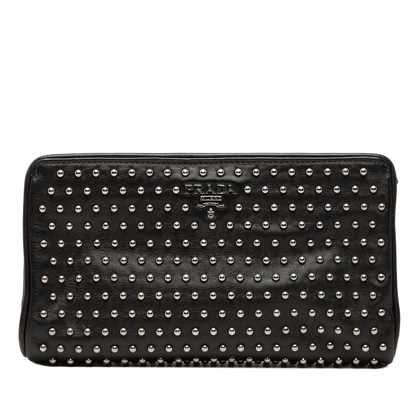 Prada Studded Leather Clasp Clutch