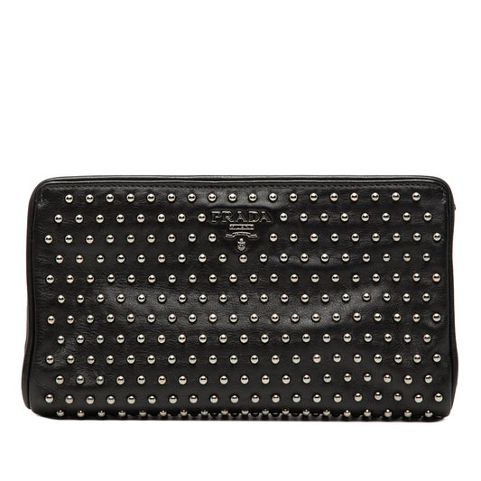 Prada Studded Leather Clasp Clutch