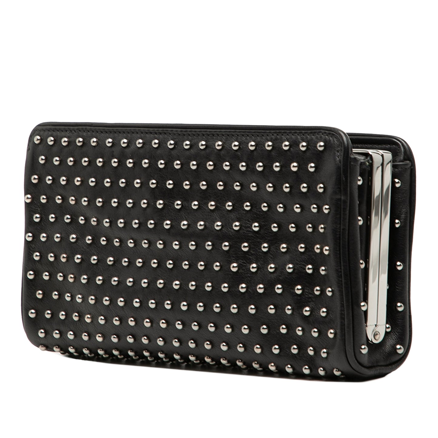 Prada Studded Leather Clasp Clutch