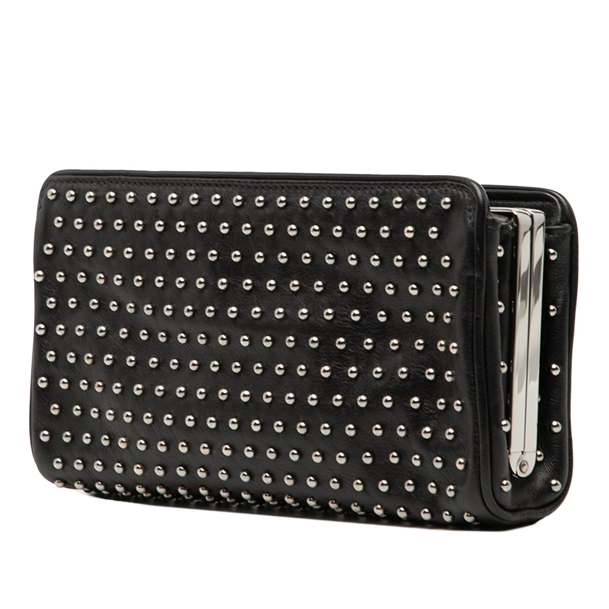 Prada Studded Leather Clasp Clutch