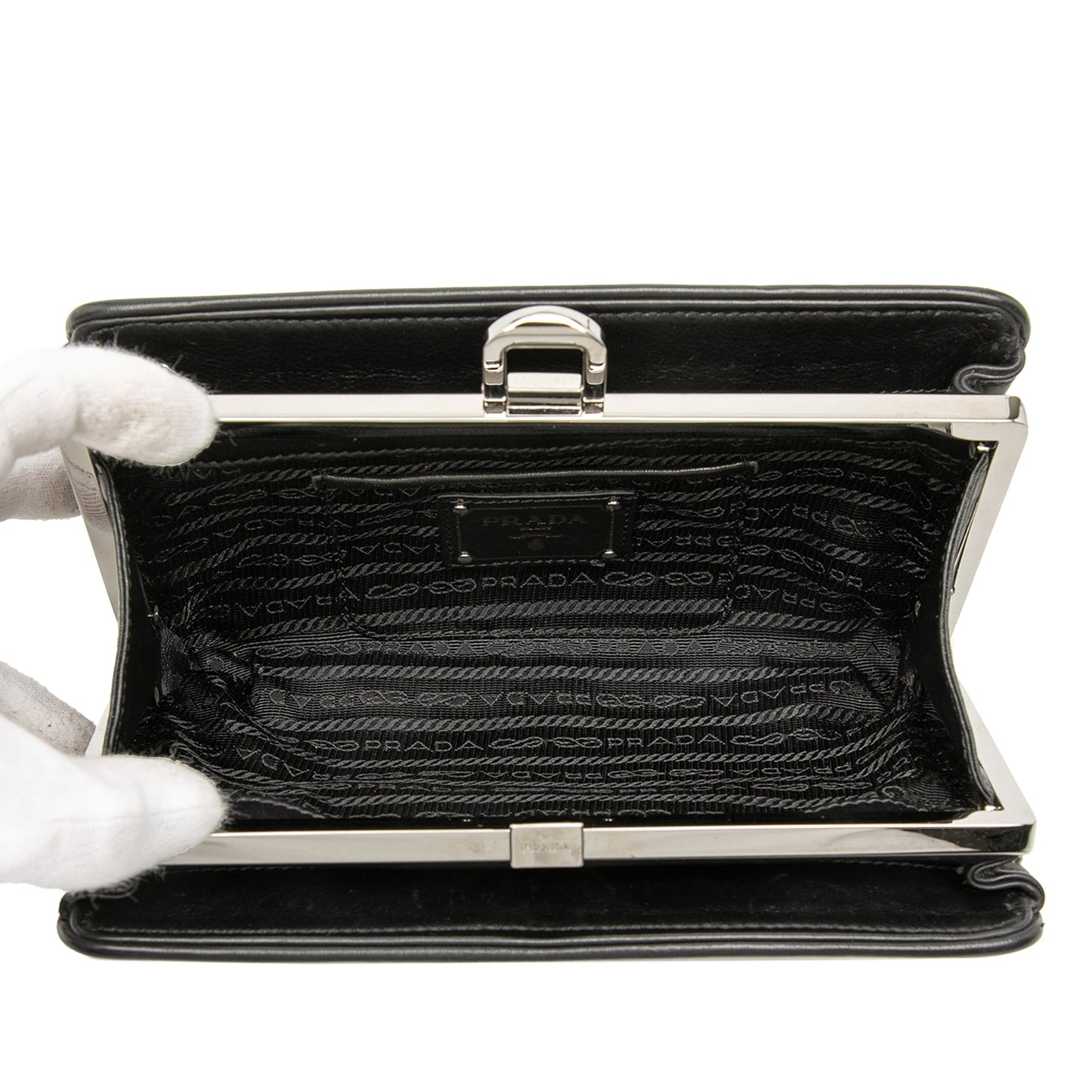 Prada Studded Leather Clasp Clutch