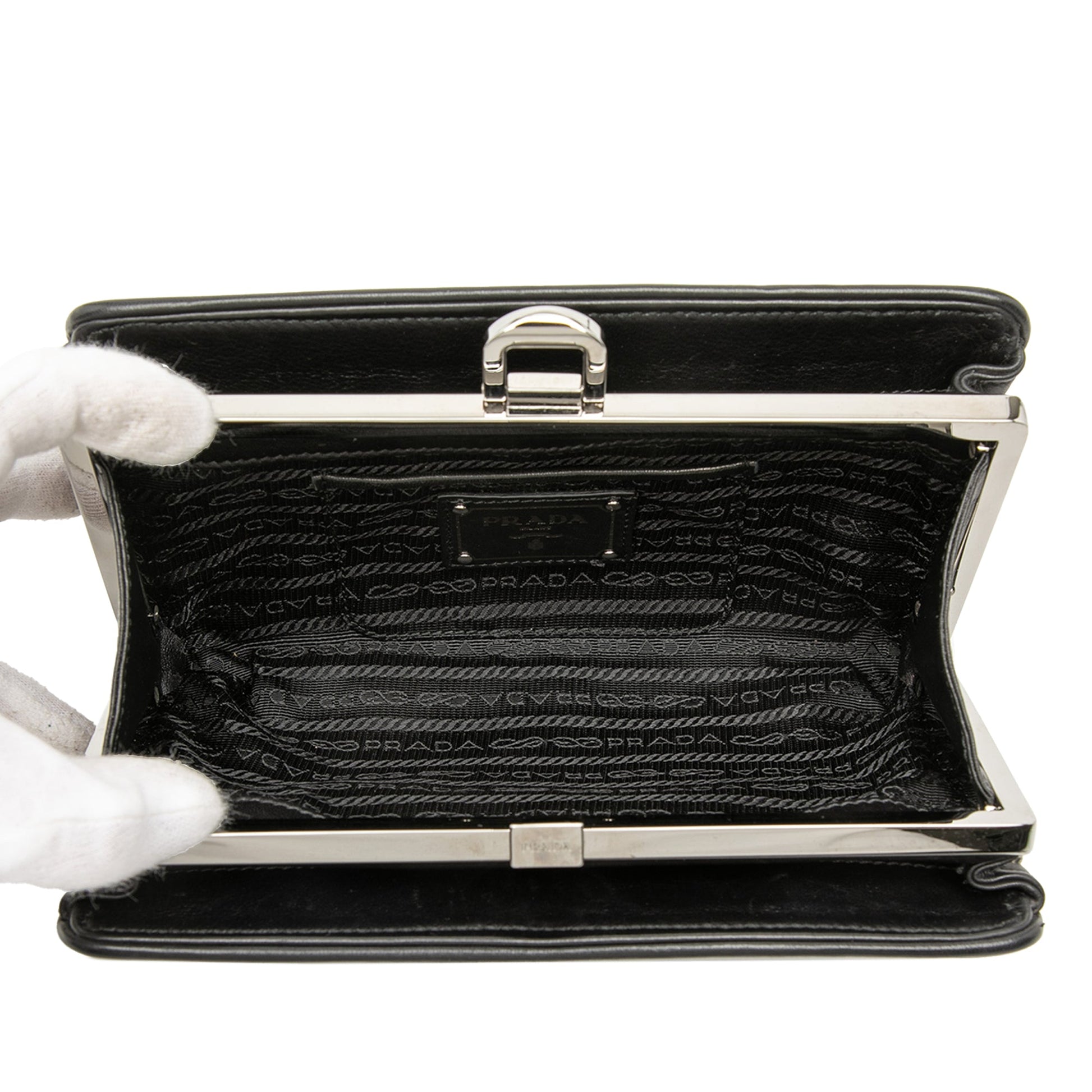 Prada Studded Leather Clasp Clutch