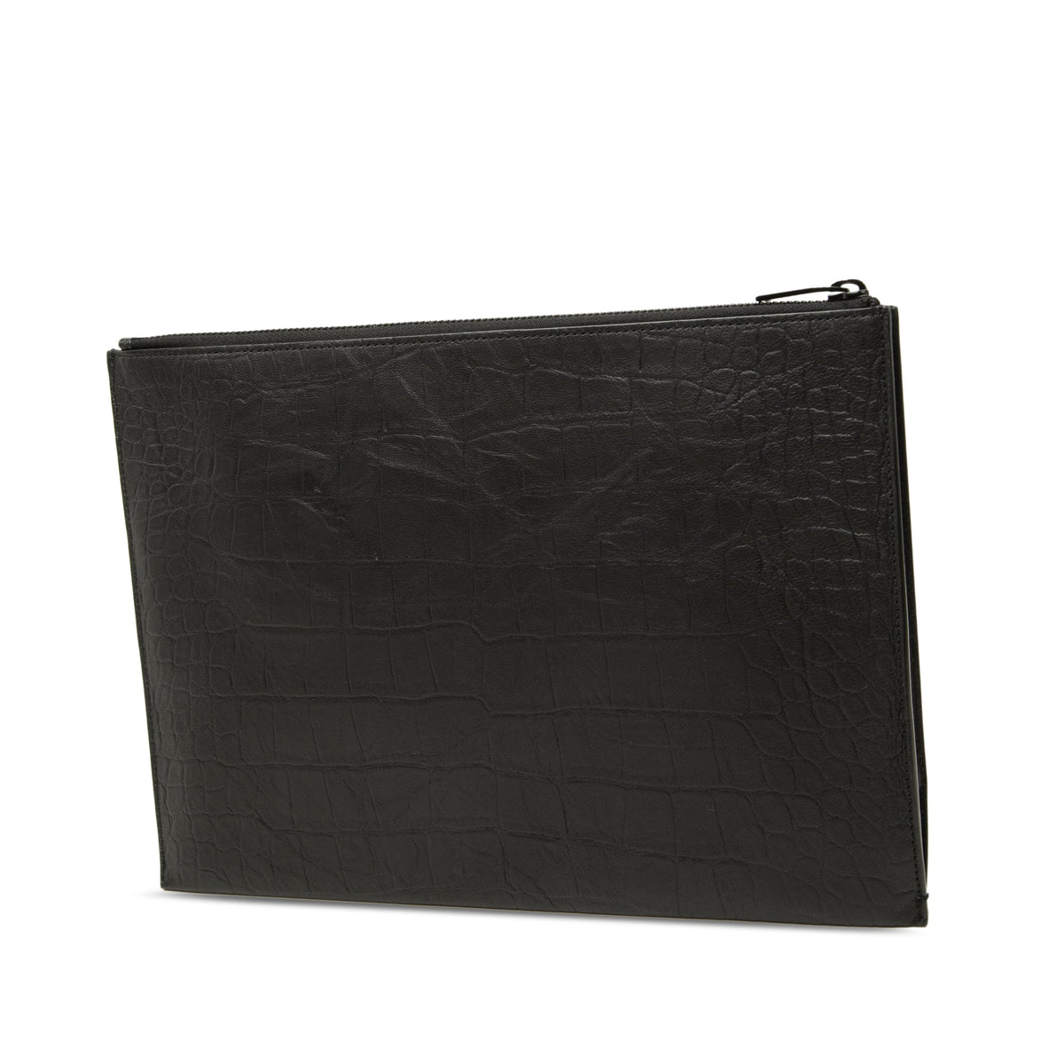 Saint Laurent Croc Embossed Leather Monogram iPad Case