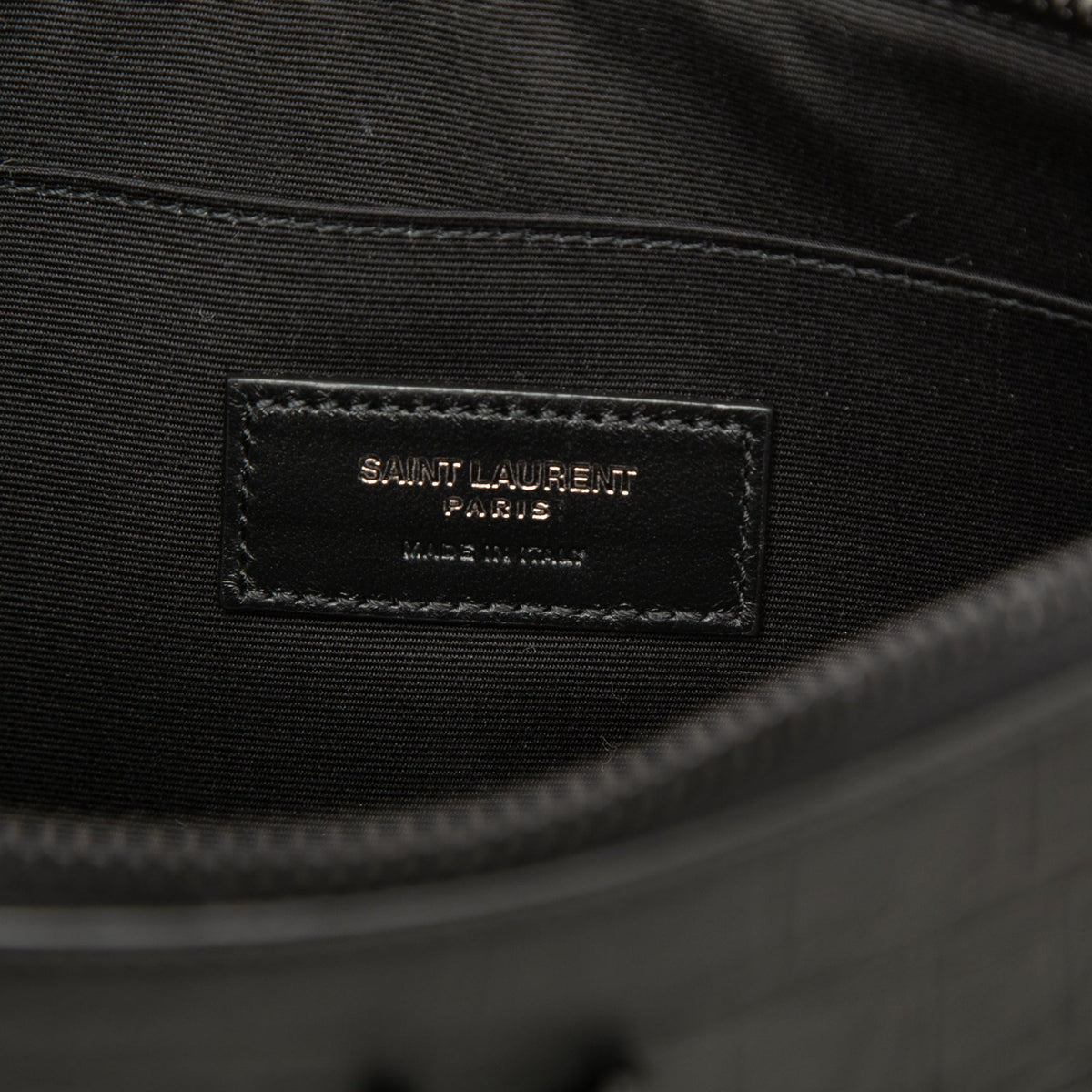 Saint Laurent Croc Embossed Leather Monogram iPad Case