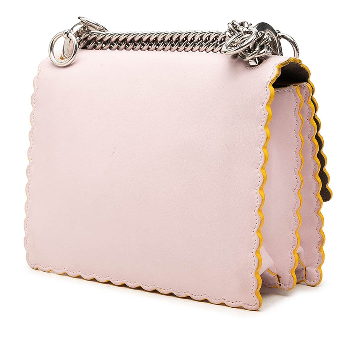 Fendi Small Scalloped Leather Kan I Crossbody — Pink