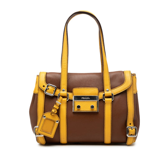 Bicolor Vitello Daino Pushlock Flap Bag