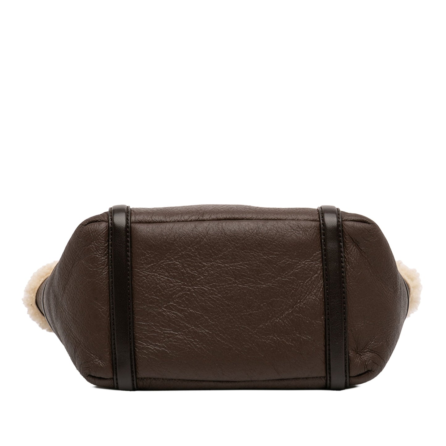 Shearling Trimmed Leather Clutch