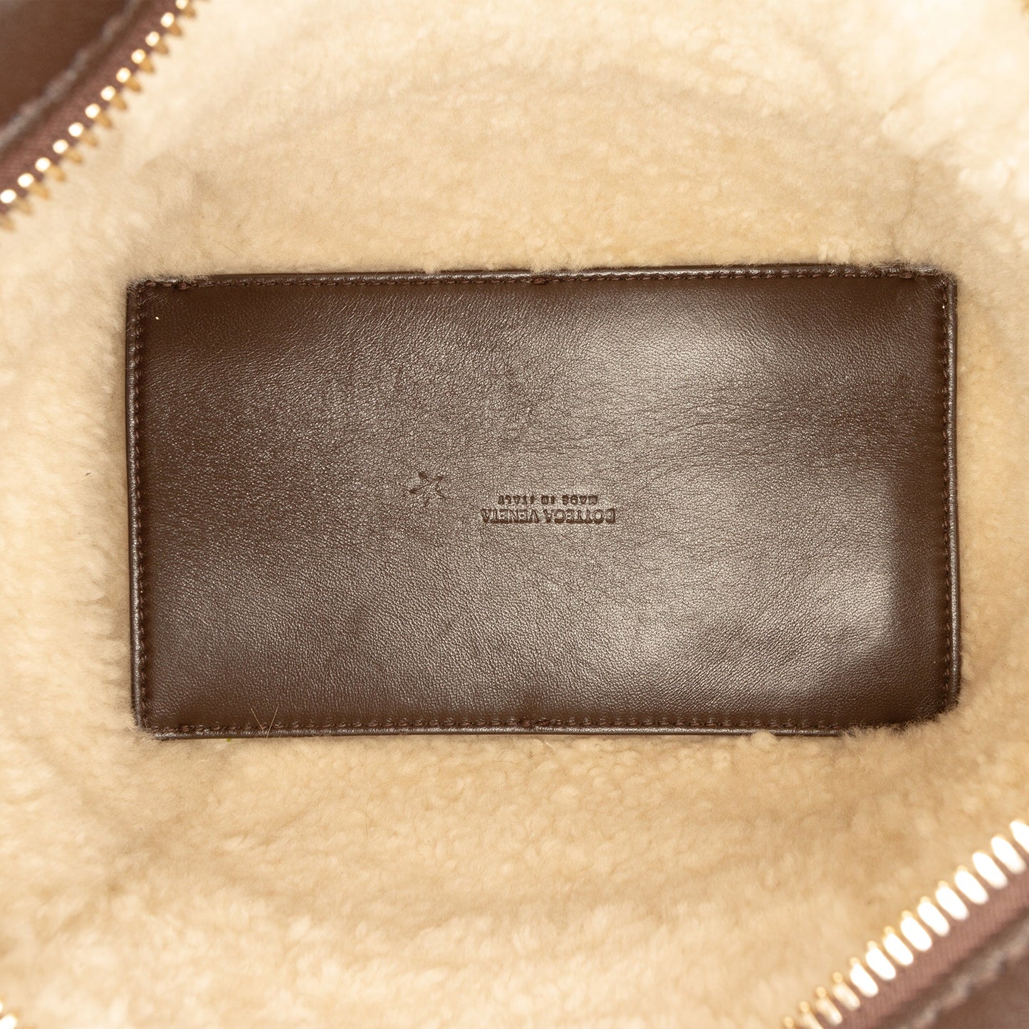 Shearling Trimmed Leather Clutch