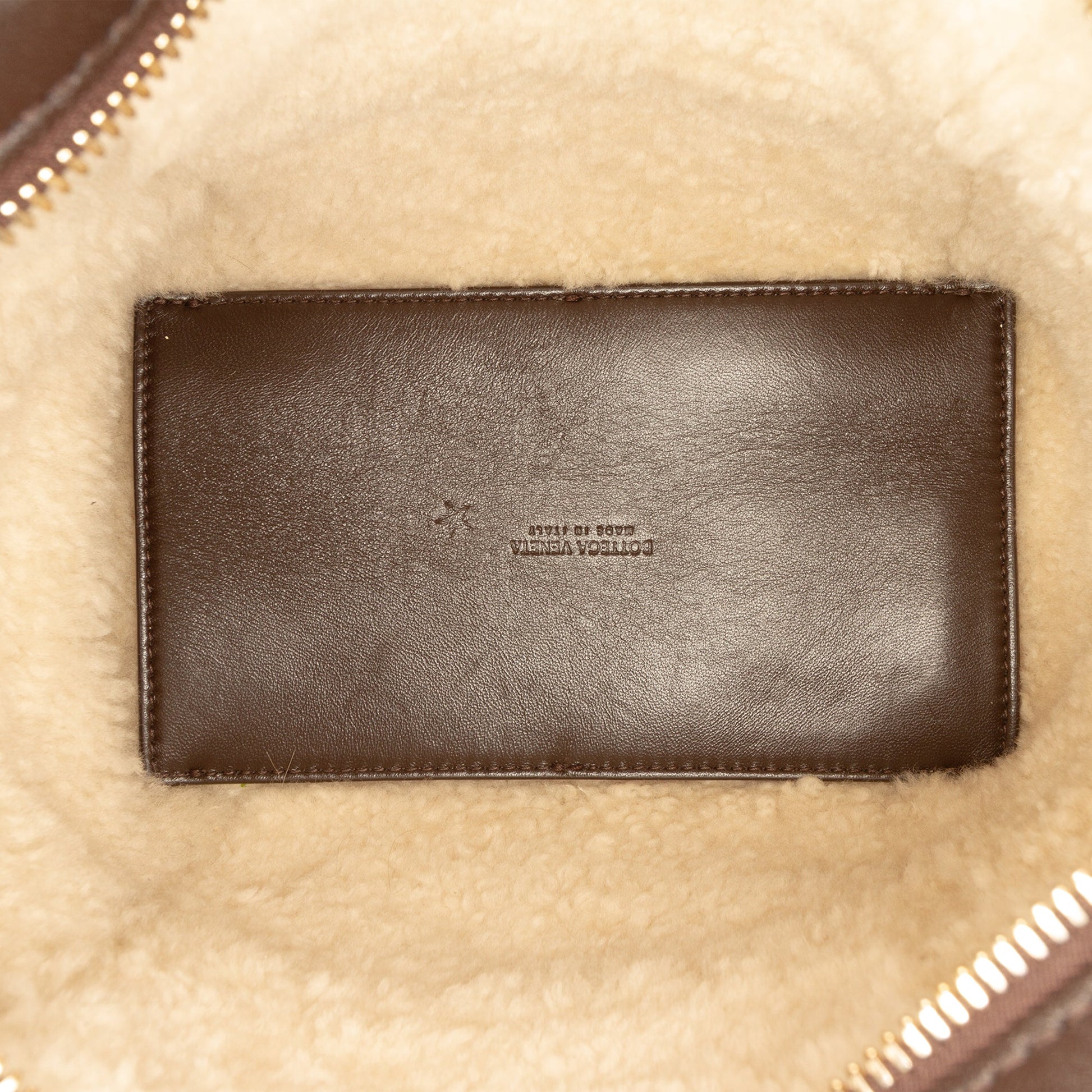 Shearling Trimmed Leather Clutch