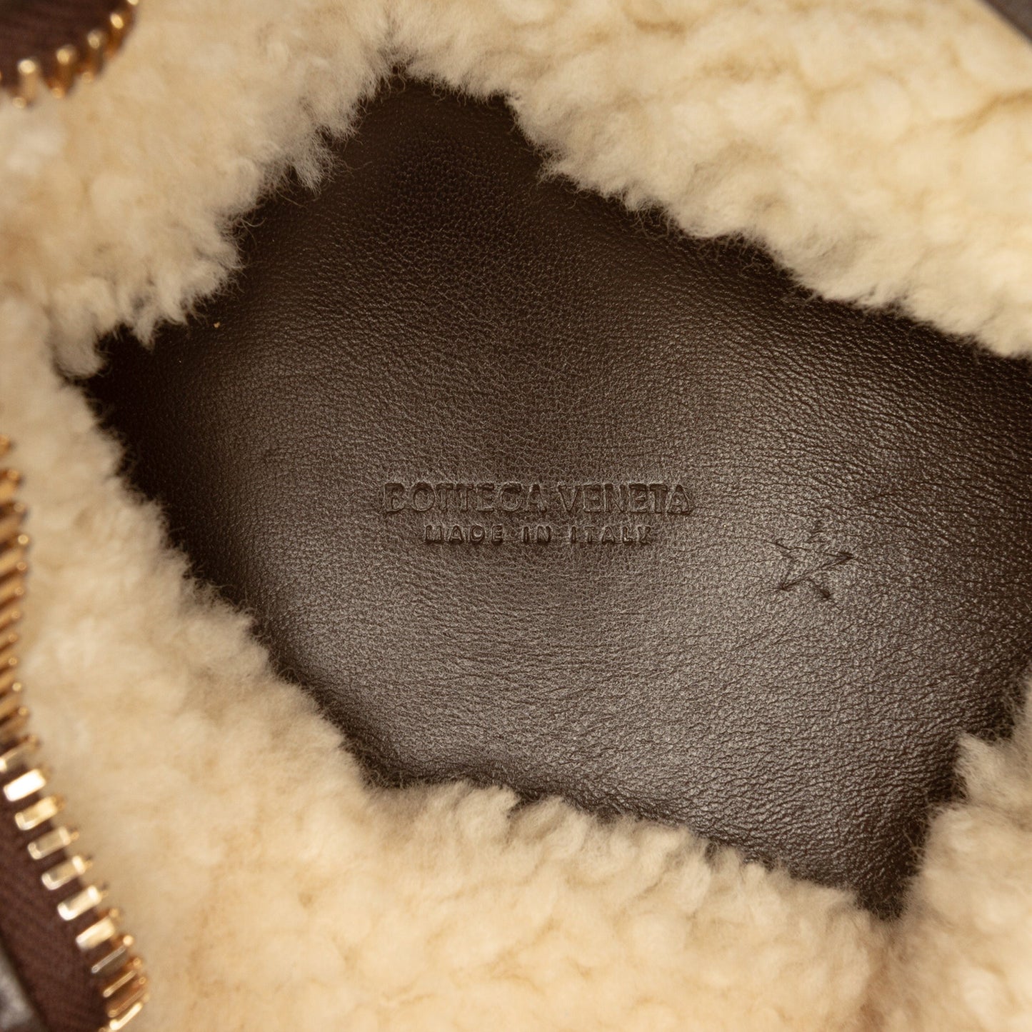 Shearling Trimmed Leather Clutch
