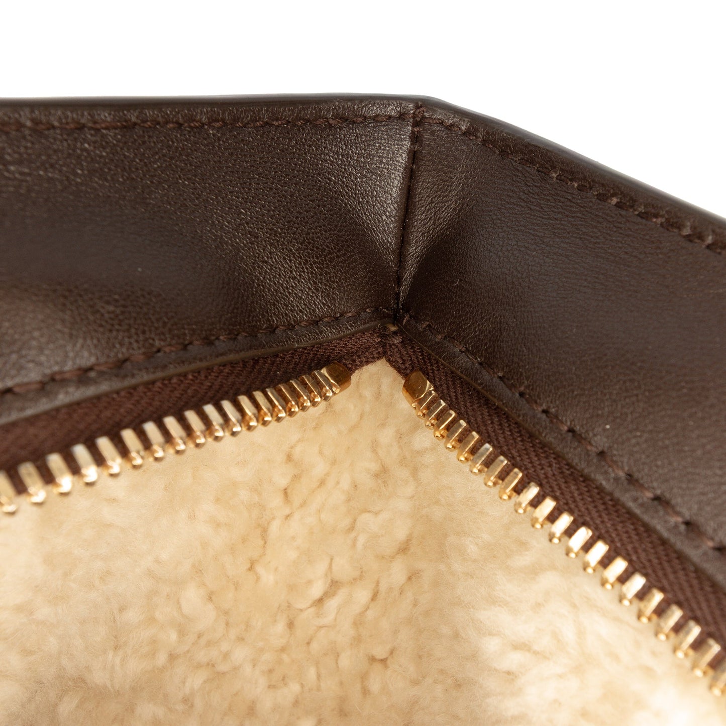 Shearling Trimmed Leather Clutch